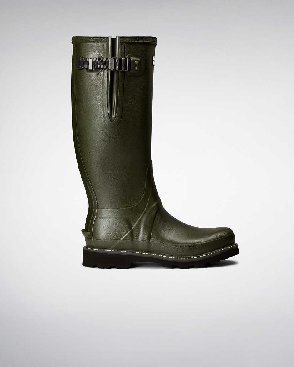 Mens Hunter Balmoral Side Adjustable Wellies Dark Olive | ZXOGJI-976